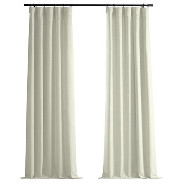 Italian Faux Linen Curtain Single Panel, Gravity Ivory, 50"x96"