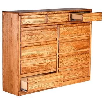 Bullnose Eleven Drawer Dresser, Black Oak, 60w X 48h X 18d