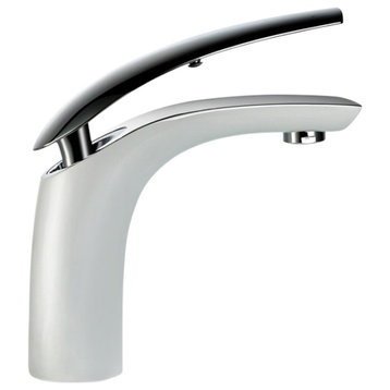 Dowell 8001/017 Series Single Handle Bathroom Faucet, Chrome With White