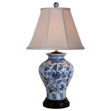 Blue and White Floral Table Lamp