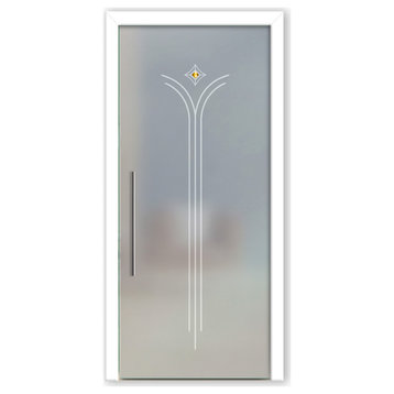 Frameless Pocket Glass Sliding Door, 32"x81", Recessed Grip, Full-Private