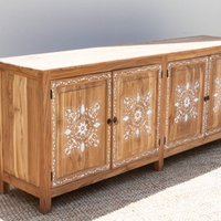 84" Long Damascus Mother Of Pearl Inlay Sideboard