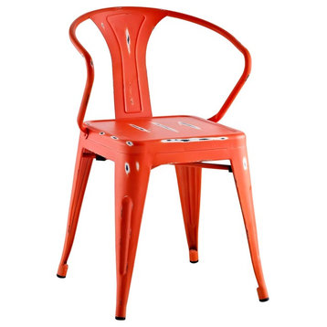 Modern Industrial Distressed Antique Vintage Style Dining Chair, Red, Metal