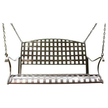 Pemberly Row Iron Hanging Patio Porch Swing in Brown