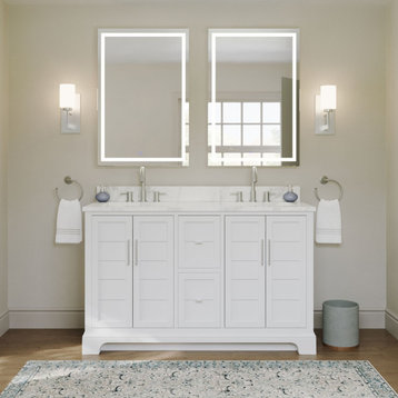 The Thalia Bathroom Vanity, White, 54", Double Sink, Freestanding