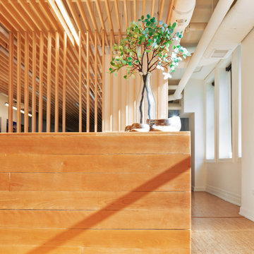 Urban Works Reception Desk + Ceiling Slats