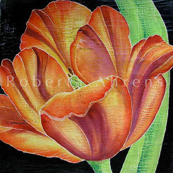 Roberta Ahrens Cracked Linen Botanical Paintings - Artwork