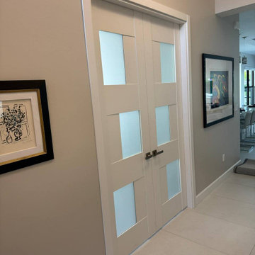 Double mdf french interior swing double door with frosted glass | Sete 6933