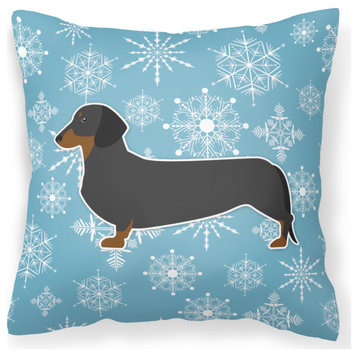 Winter Snowflake Dachshund Fabric Decorative Pillow Bb3482Pw1414
