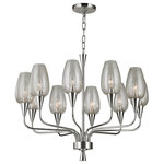 Hudson Valley Lighting - Longmont, 10 Light, Chandelier, Polished Nickel Finish, Clear Gold Mesh Glass - Shade Finish: Clear Gold MeshLighting Info.: 10 x 60W E12 Candelabra Incandescent Bulb (Not Included)