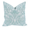 20" X 20" Green and White Damask Polyester Zippered Pillow With Embroidery
