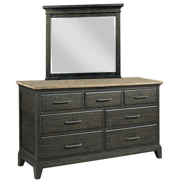 Kincaid Furniture Plank Road Farmstead Dresser With Jessup Mirror, Charcoal