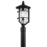Kichler - Outdoor Post Mount 1-Light - This 1-light outdoor post mount from the Royal Marine collection's nautical-inspired style gets a 21st-century update with a slightly scalloped base and decorative arm. The oversized caged glass features a seeded detailing, adding to the vintage character.