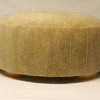 Round Pleated Ottomans, Camel Suede