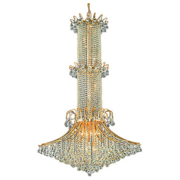 Contour 20 Light 44" Gold Chandelier With Clear European Crystals