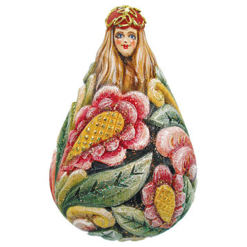 Hand Painted Scenic Ornament Flower Maiden Bell