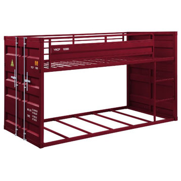 Lena Metal Bunk Bed, Short, Red, Twin/Twin