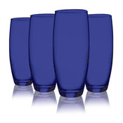 Colored Beverage Flute Glasses, 9 oz. Set of 4, Cobalt Blue, 9 Oz