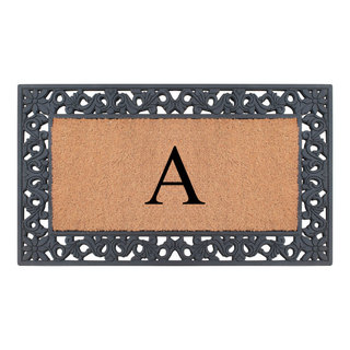 A1hc Natural Rubber & Coir 24x39 Monogrammed Doormat for Front Doormat A1 Home Collections LLC Letter: U