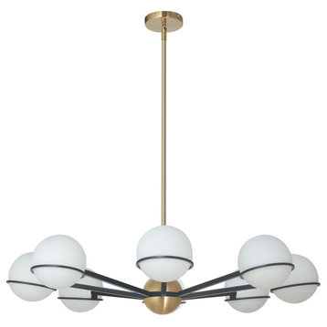 Sofia 8-Light Chandelier in Matte Black and Aged Brass
