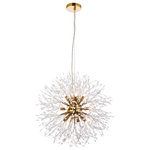 Elegant - Elegant Solace 12-LT Pendant 3507D24G - Gold - Solace collection features clear crystal beads strung on thin chome wires bursting from the center. The modern pendant is an eye-catching design that embellished with several clear crystals transforming the luminous globe to a work of art. Make a statement or set the mood in your living room, dining room, or foyer with this gorgeous style.