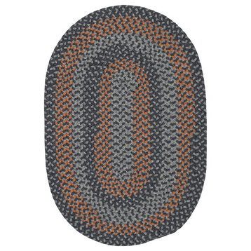 Colonial Mills Walden WN43 Charcoal/Orange Wool Area Rug, Round 12'x12'
