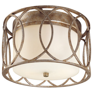 Sausalito, Flush Mount, Silver Gold Finish, Frosted Glass