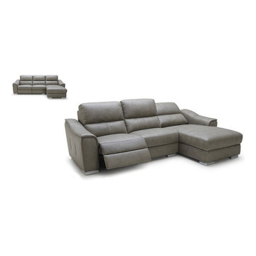 1710 MODERN GREY LEATHER SECTIONAL SOFA