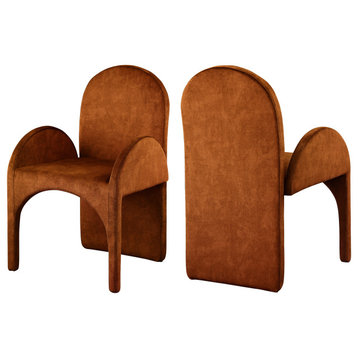 Summer Velvet Upholstered Dining Arm Chair (Set of 2), Cognac, Arm Chair