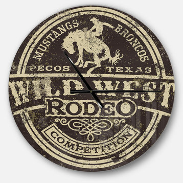 Wild West Rodeo Oversized Farmhouse Metal Clock, 23x23