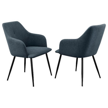 Upholstered Metal Dining Arm Chair - Indigo Blue