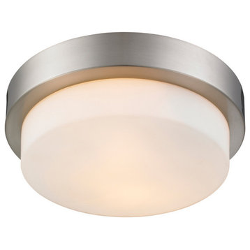 Versa 10.5" Flush Mount With Opal Glass, Pewter