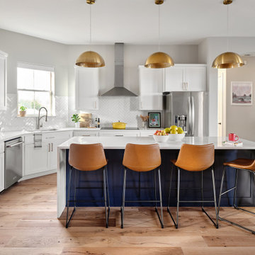 White and Navy Two Toned Kitchen Cabinets