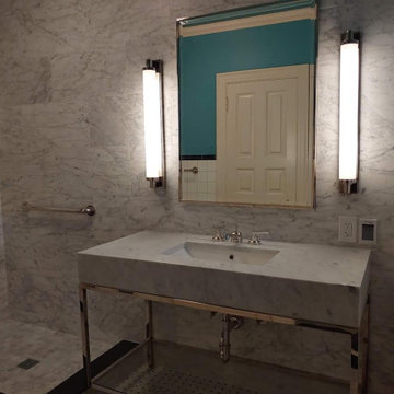Bathroom Renovation- Floor to Ceiling 12" x 24" Marble Tile