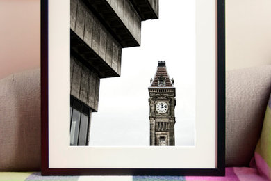 Birmingham UK, a view of Big Brum and Birmingham's Old Library 16" x 20" mounted