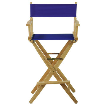 Wide 30" Directors Chair Natural Frame, Royal Blue Cover