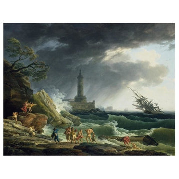 "A Storm on a Mediterranean Coast" Paper Print by Claude-Joseph Vernet, 42"x32"
