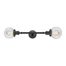 2-Light 6" Bath Vanity Light Matte Black -  Bulbs Included