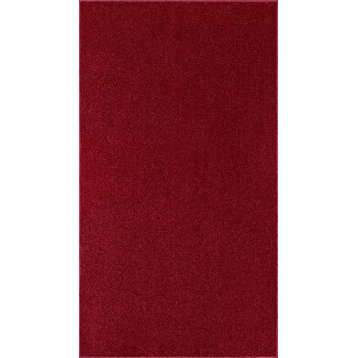 Color World Collection Way Pet Friendly Area Rugs Burgundy - 2' x 10'