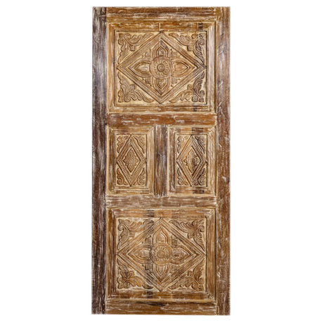 Consigned Vintage Carved Door Diamond Carved Bedroom Sliding Barn Door 80