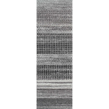 nuLOOM Nova Stripes Contemporary Area Rug, Dark Gray, 2'8"x8'