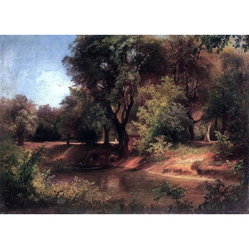 Sandor Brodszky Forest Scene With River Canvas Print
