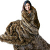 Brown Wolf Shag Faux Fur Throw Blanket, 5'x7'