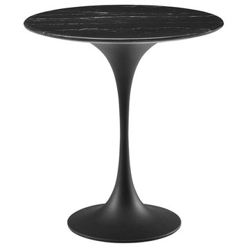 Lippa 20" Round Artificial Marble Side Table, Black Black