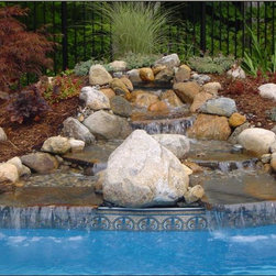Waterfalls Into Pools - Outdoor Fountains And Ponds