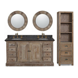60 inch Rustic Double Sink Bathroom Vanity Marble Top - Bathroom Vanities And Sink Consoles