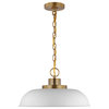 Nuvo Lighting Colony 1-Light Small Pendant, White/Burnished Brass, 60-7480