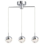 ET2 Lighting - ET2 Lighting E20323-83PC Spot - 17.5" 15W 3 LED Pendant - Spheres of half Polished Chrome metal and half Clear Acrylic create a stunning pendant. The top of the metal is slotted which allows to adjust and aim the light. Edge lit LED technology provide even and soft light for efficiency and comfort. Mounting Direction: Down Canopy Included: TRUE Shade Included: TRUE Canopy Diameter: 4.75 x 2< Dimable: Triac CL Warranty: 1 Year Color Temperature:  Lumens: 1050 CRI: + Rated Life: 25000 HoursSpot 17.5" 15W 3 LED Pendant Polished Chrome Clear Acrylic GlassUL: Suitable for damp locations, *Energy Star Qualified: n/a *ADA Certified: n/a *Number of Lights: Lamp: 3-*Wattage:5w PCB LED bulb(s) *Bulb Included:No *Bulb Type:PCB LED *Finish Type:Polished Chrome