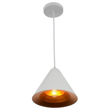 CWI Lighting Keila 1 Light Down Contemporary Metal Pendant in Matte White/Gold