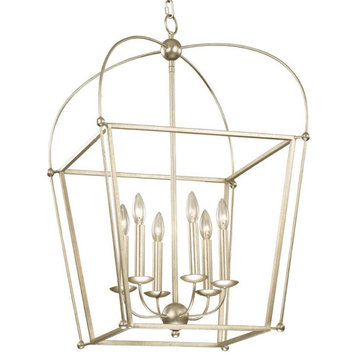 Kalco 509353 Sutter 6 Light 34"W Taper Candle Pendant - Warm Silver